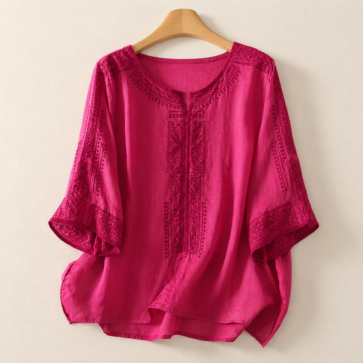 Zaanfi - Embroidered Linen Blouse