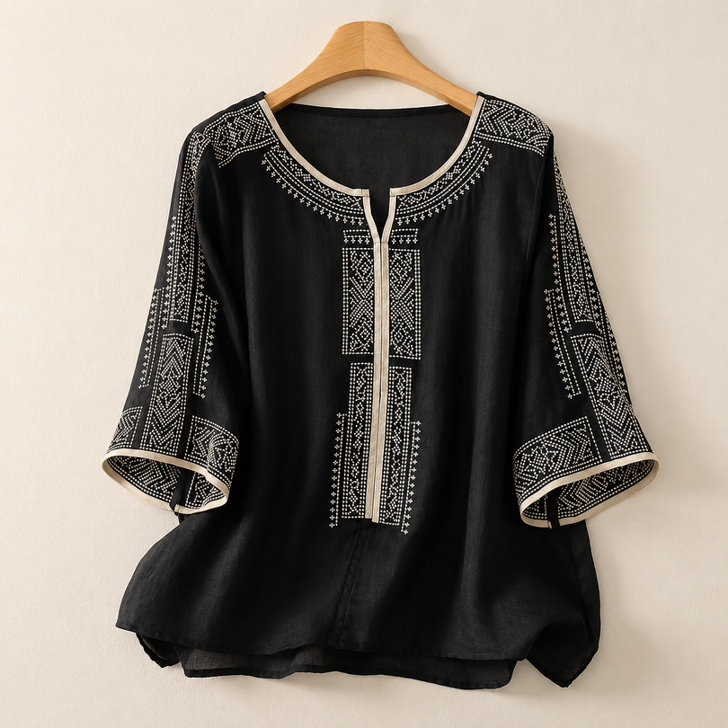 Zaanfi - Embroidered Linen Blouse