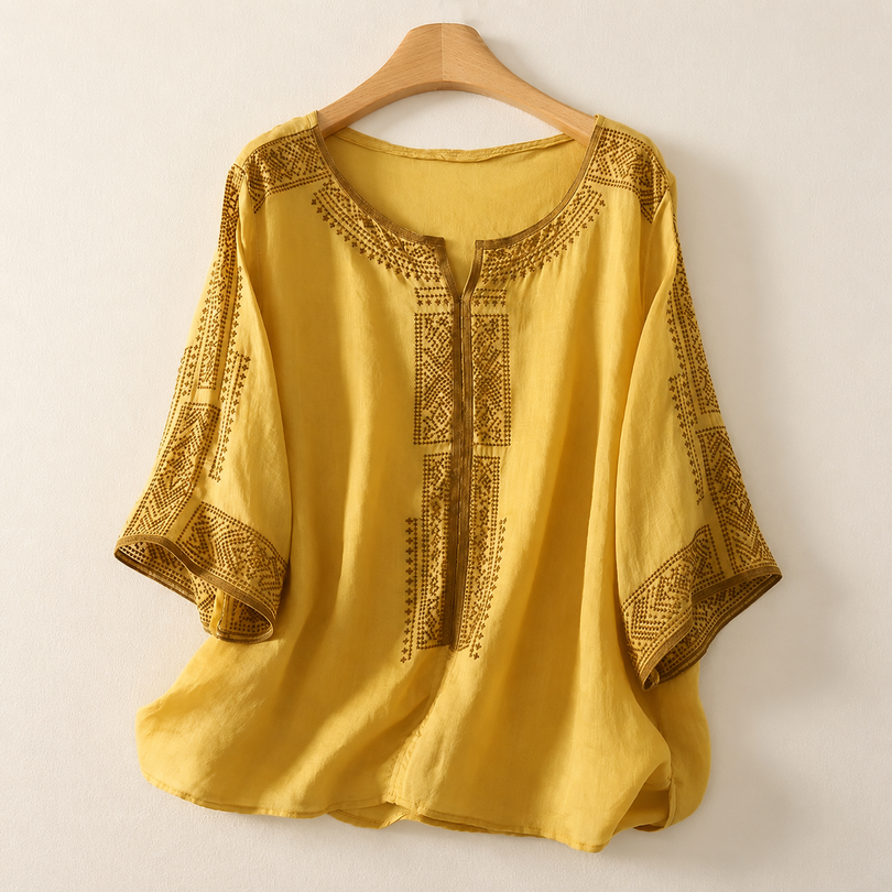 Zaanfi - Embroidered Linen Blouse