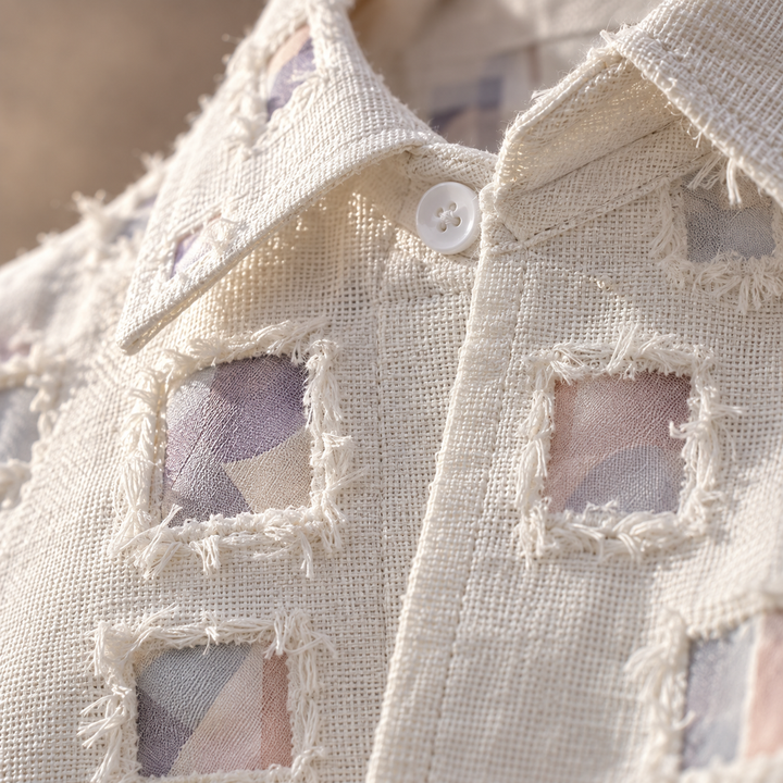 Lipsey - Long-Sleeve Button-Up Shirt with Textured Squares
