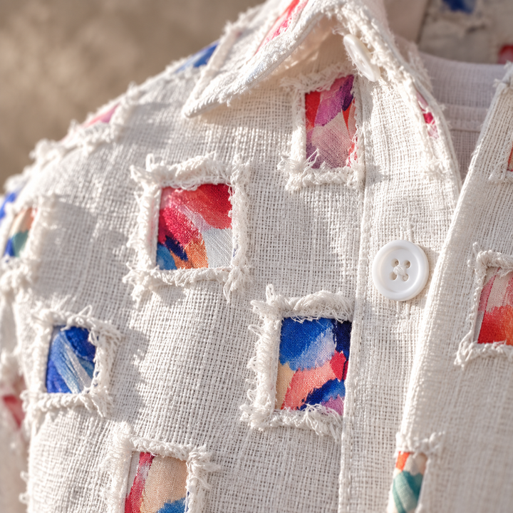 Lipsey - Long-Sleeve Button-Up Shirt with Textured Squares