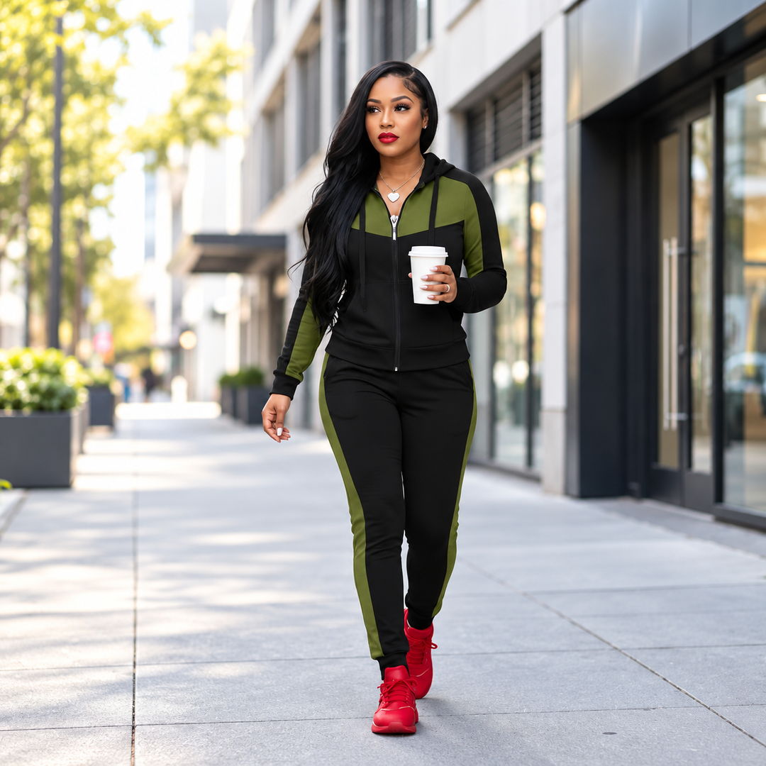 Meesha - 2-Piece Colorblock Tracksuit Set