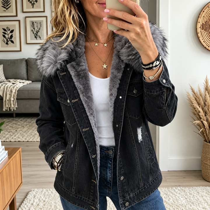 Milene - Denim Jacket With Fur Collar