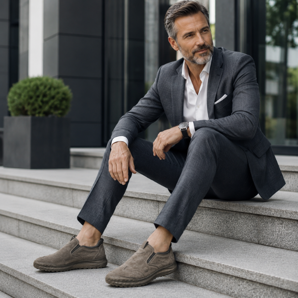 Traveis - Slip On Shoes With Elastic Panels and Textured Soles