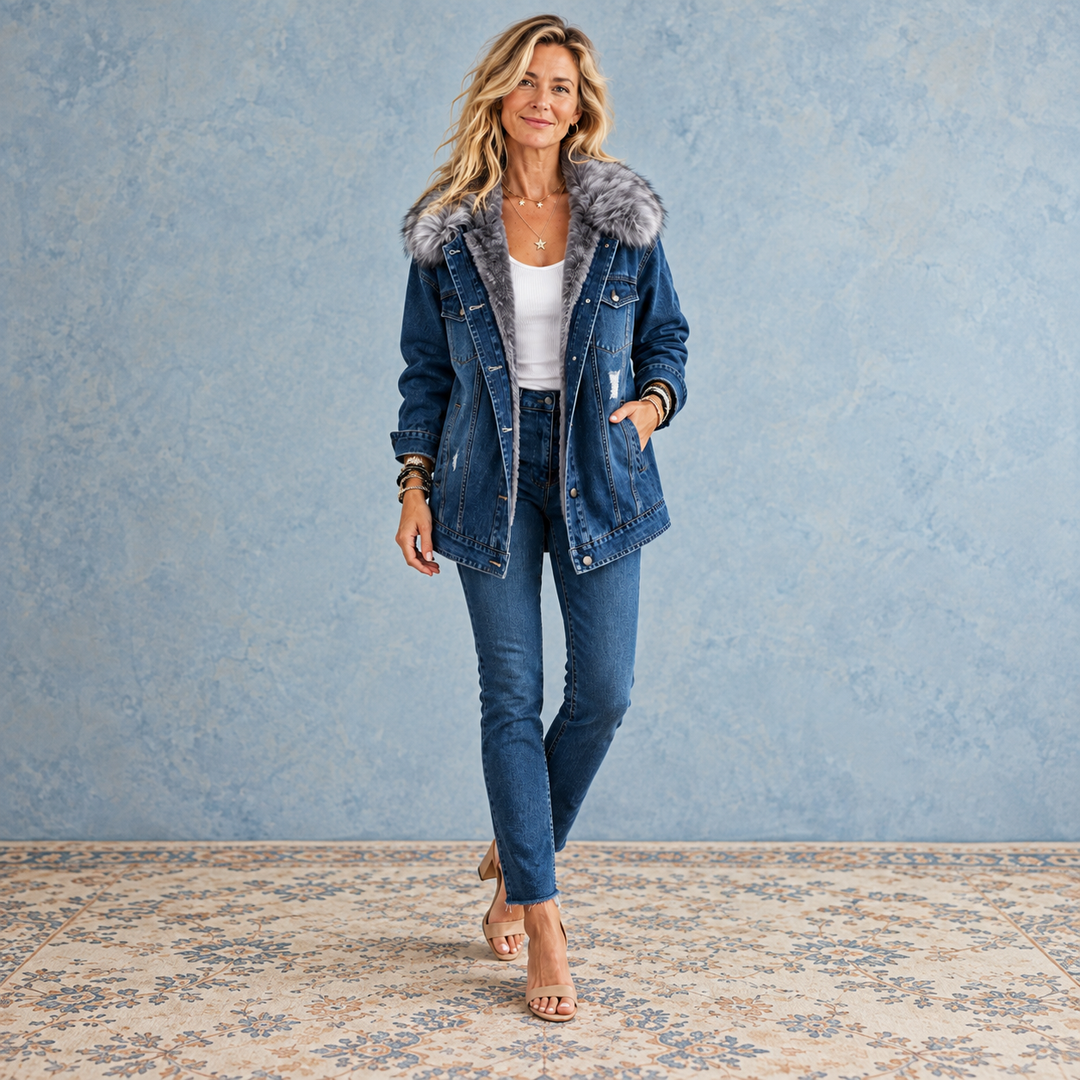Milene - Denim Jacket With Fur Collar