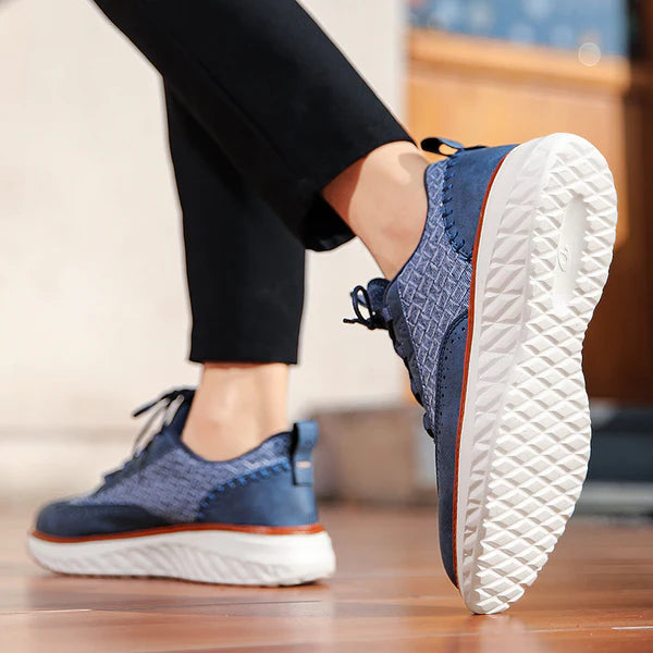 Colby - Sneakers With Woven Texture and Contrast Sole