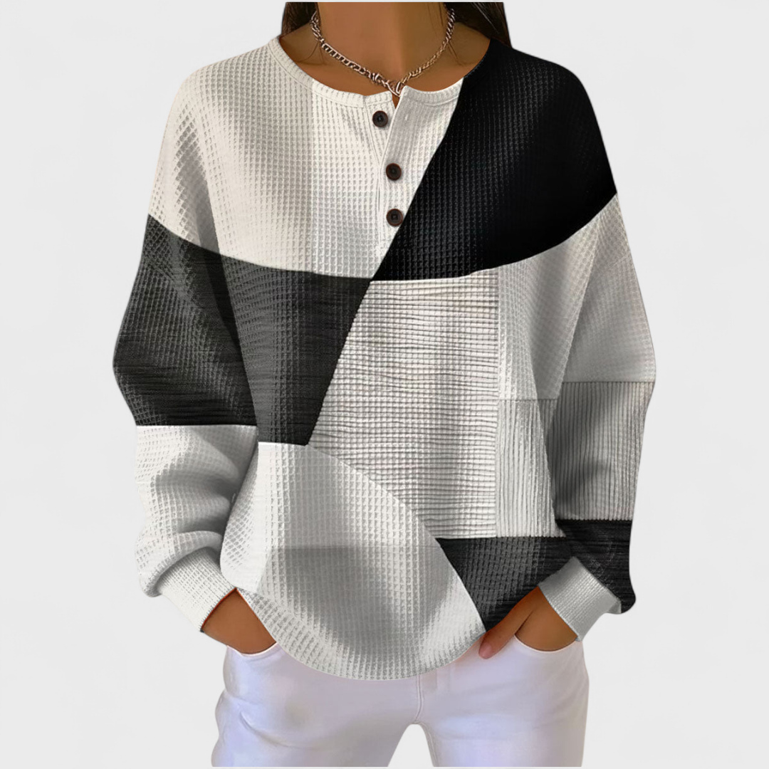 Senja - Block Sweater With Button