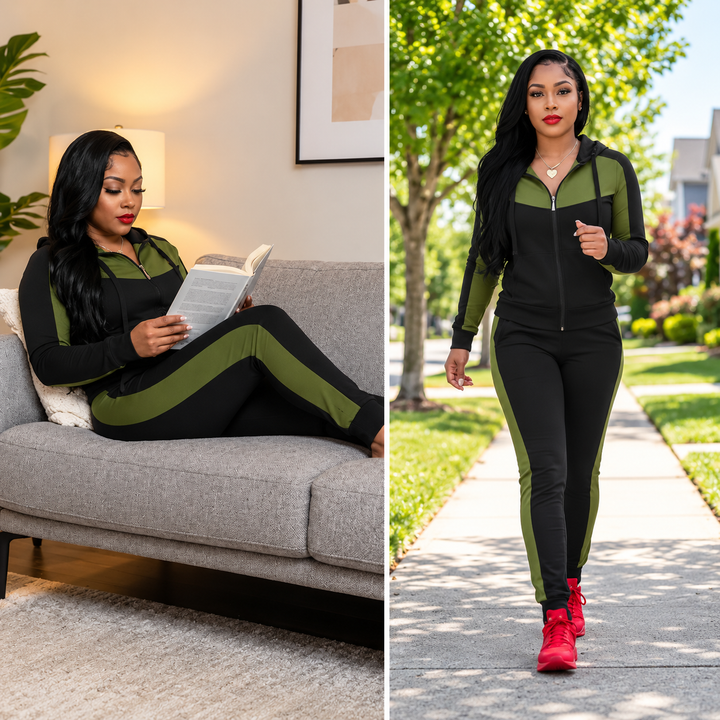 Meesha - 2-Piece Colorblock Tracksuit Set