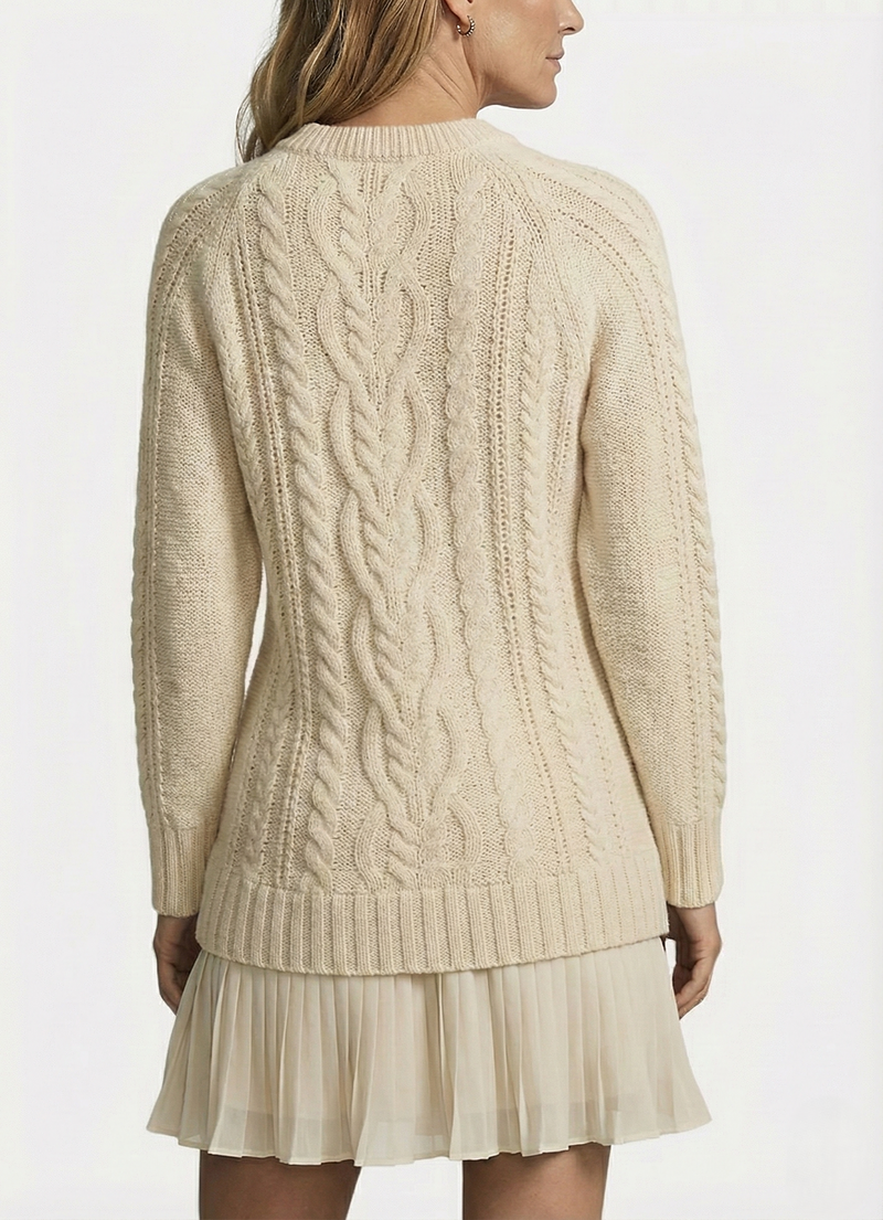 Dilin - Knitted Sweater Dress With Cable Pattern