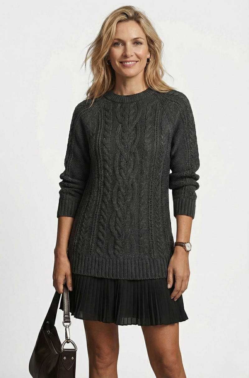 Dilin - Knitted Sweater Dress With Cable Pattern