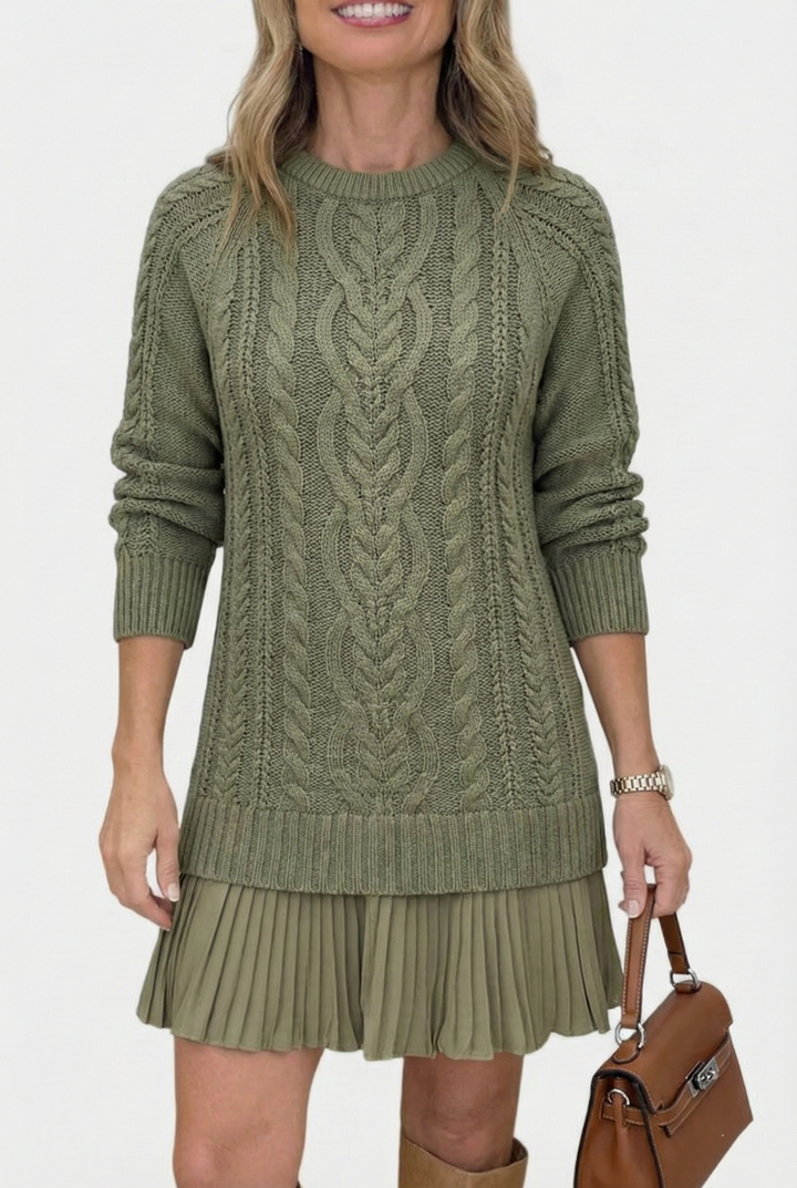 Dilin - Knitted Sweater Dress With Cable Pattern