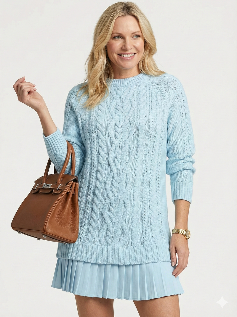 Dilin - Knitted Sweater Dress With Cable Pattern