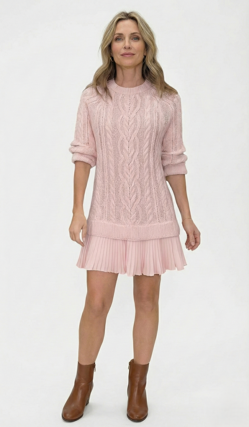 Dilin - Knitted Sweater Dress With Cable Pattern