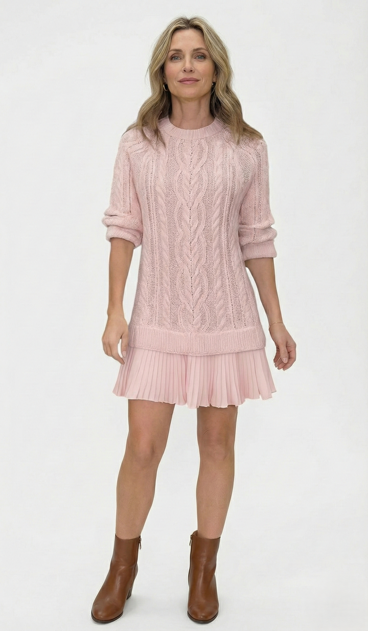Dilin - Knitted Sweater Dress With Cable Pattern