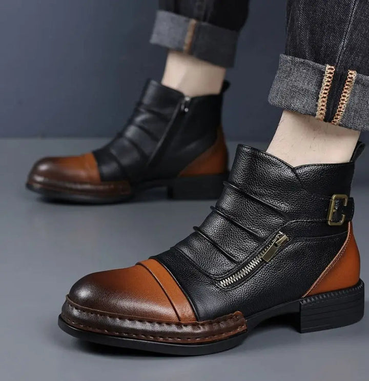 Kramer - Two-Tone Leather Ankle Boots