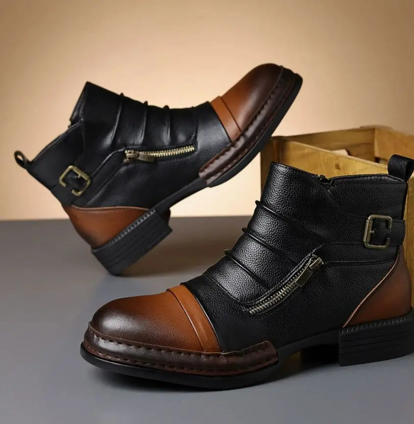 Kramer - Two-Tone Leather Ankle Boots