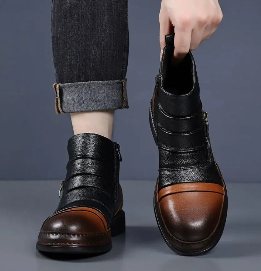 Kramer - Two-Tone Leather Ankle Boots