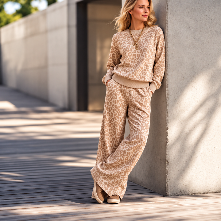 Hiniza - Leopard Print Two-Piece Set