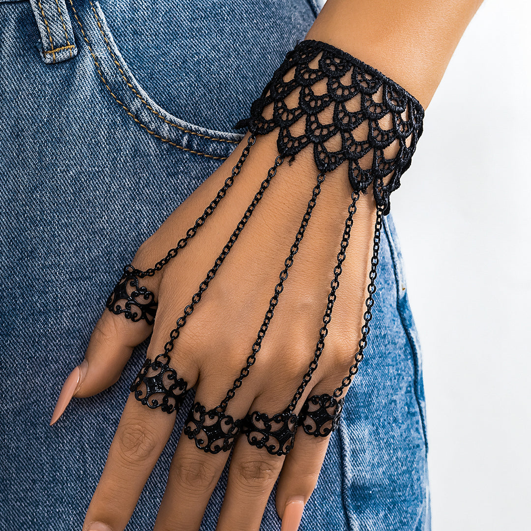 Sollina - Lace Finger Wrist Chain Rings Bracelet