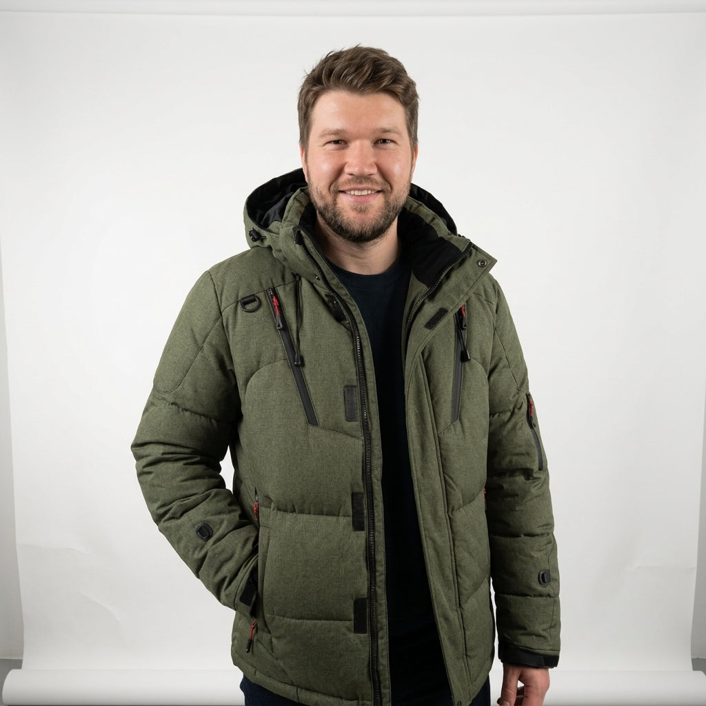 Alaxis - Puffer Jacket With Hood and Zippered Pockets