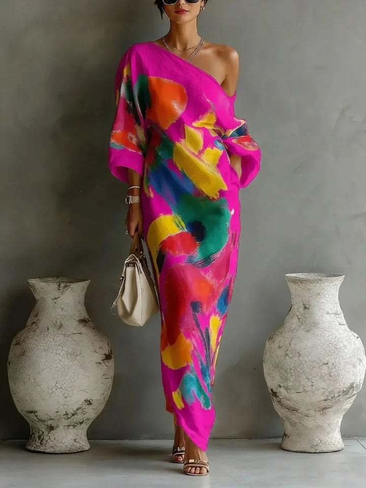 Lorrainen - Artistic One-Shoulder Maxi Dress