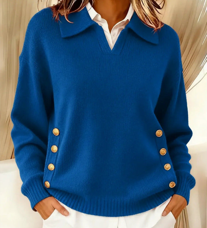 Telina - Long Sleeve V-Neck Knitted Sweater