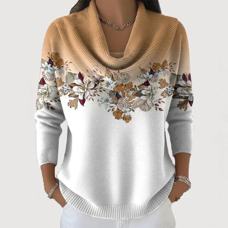 Sabatina - Floral Sweater With Soft Collar