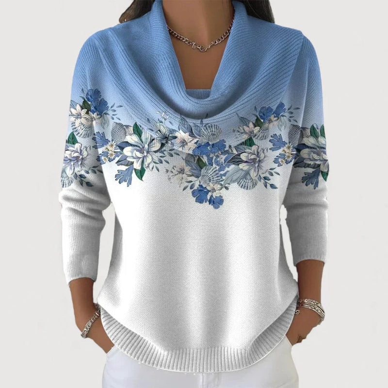 Sabatina - Floral Sweater With Soft Collar