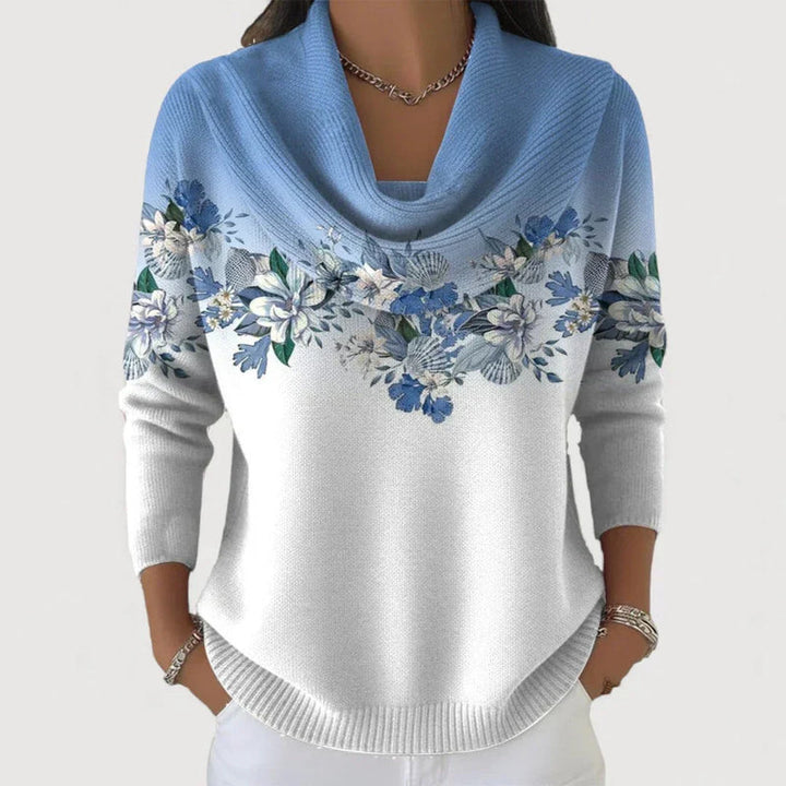 Sabatina - Floral Sweater With Soft Collar