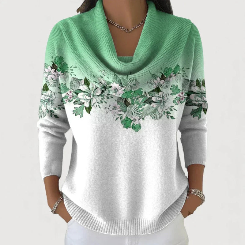 Sabatina - Floral Sweater With Soft Collar