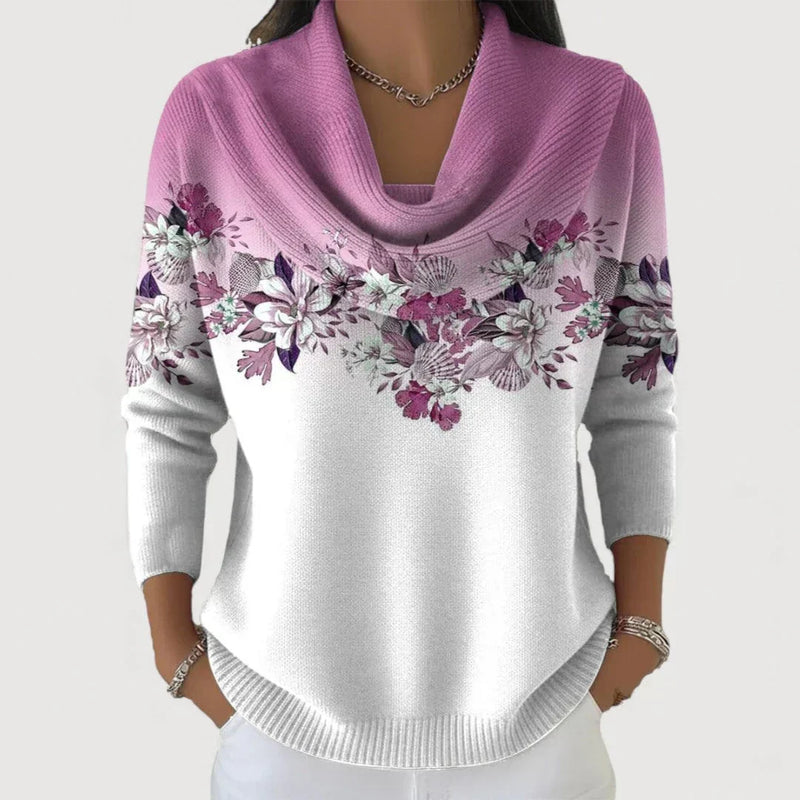 Sabatina - Floral Sweater With Soft Collar