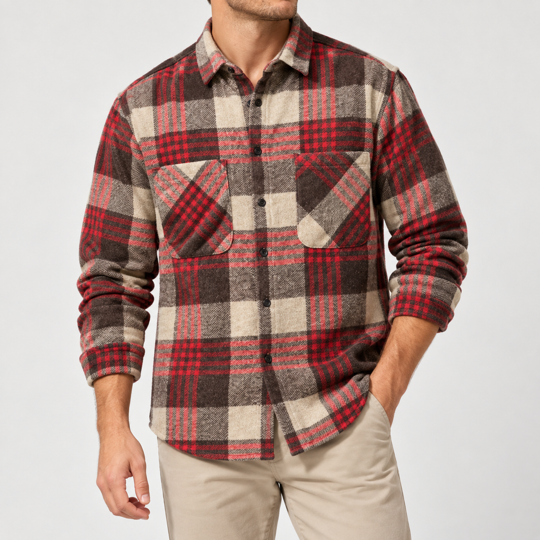 Joman - Plaid Button-Up Long Sleeve Shirt