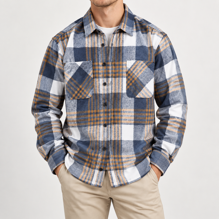 Joman - Plaid Button-Up Long Sleeve Shirt