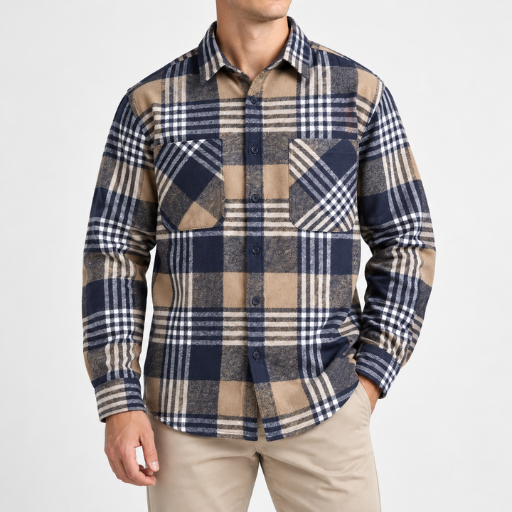 Joman - Plaid Button-Up Long Sleeve Shirt