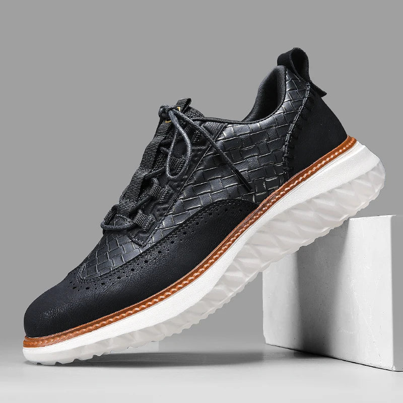 Colby - Sneakers With Woven Texture and Contrast Sole