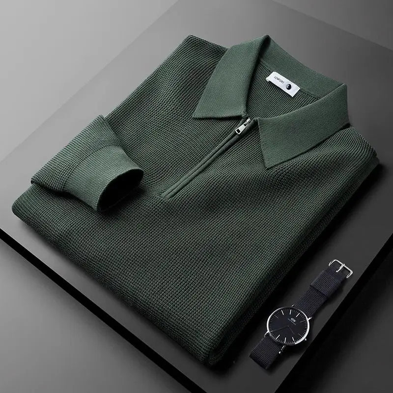 Clifford - Collared Quarter Zip Knit Sweater