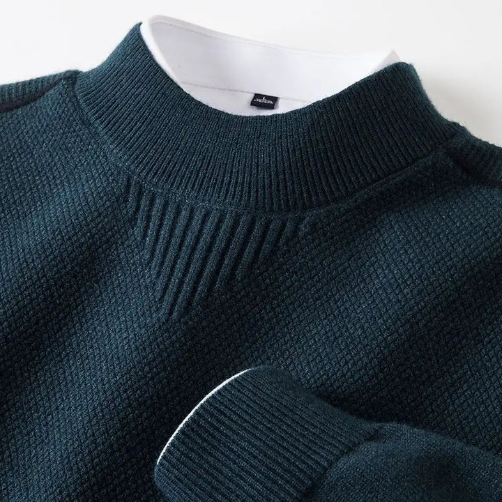 Jaison - Sweater With Textured Knit and Crew Neck