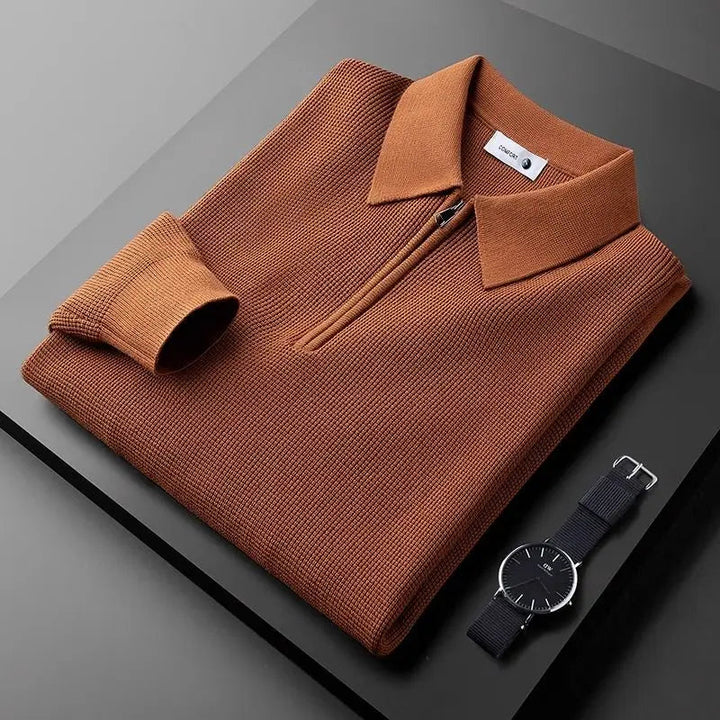 Clifford - Collared Quarter Zip Knit Sweater