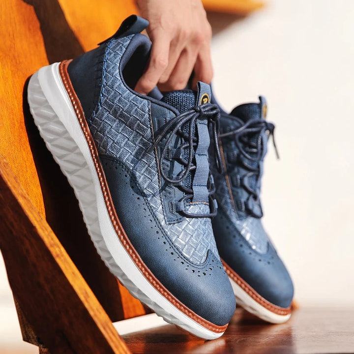 Colby - Sneakers With Woven Texture and Contrast Sole