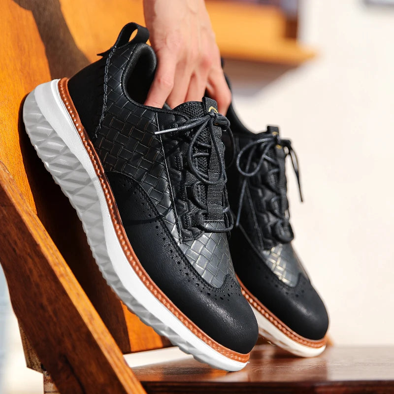 Colby - Sneakers With Woven Texture and Contrast Sole