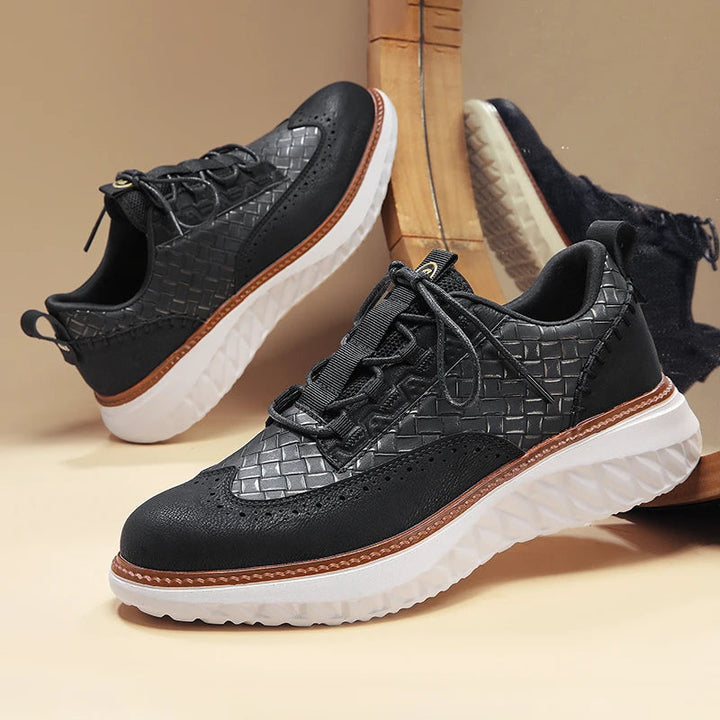Colby - Sneakers With Woven Texture and Contrast Sole