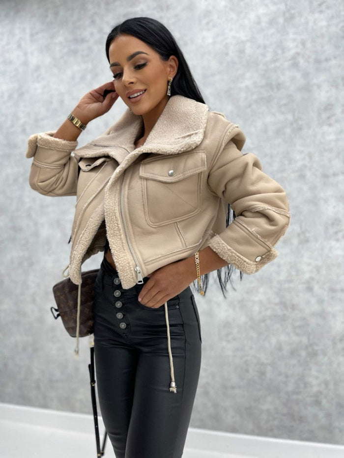 Reischl - Faux Shearling Lined Zip-Up Jacket