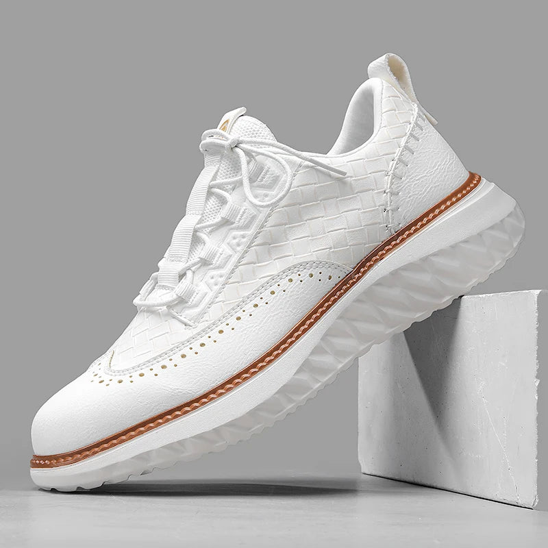 Colby - Sneakers With Woven Texture and Contrast Sole