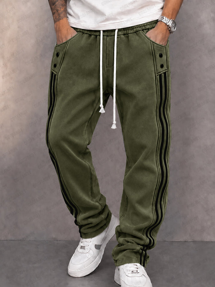 Danley - Casual Faux Suede Side Stripe Jogger Pant