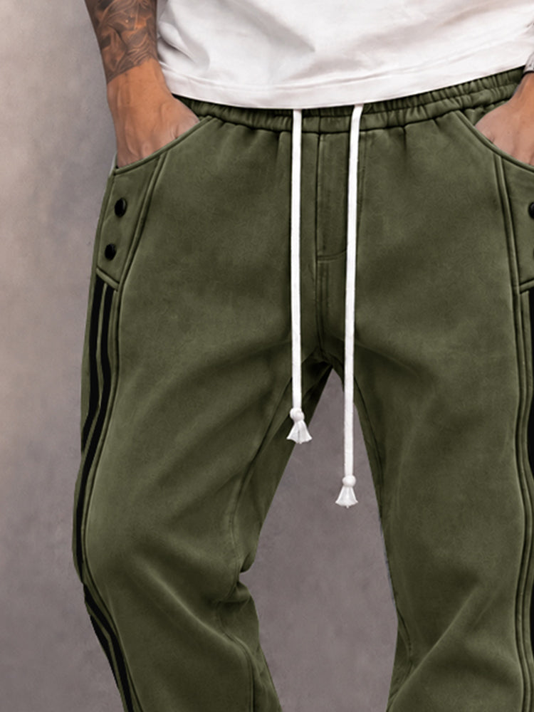 Danley - Casual Faux Suede Side Stripe Jogger Pant