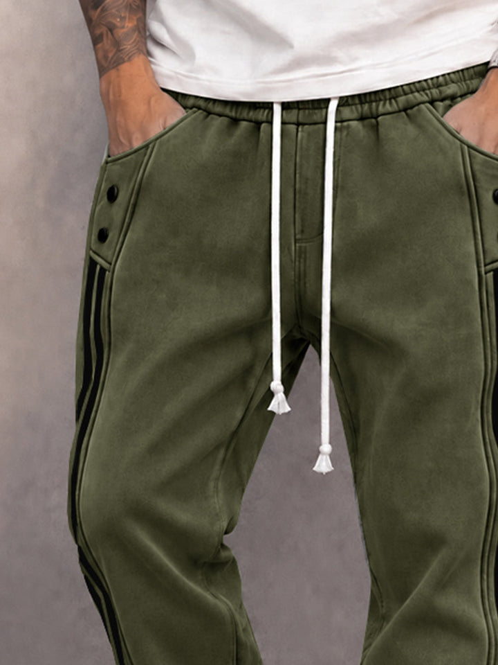 Danley - Casual Faux Suede Side Stripe Jogger Pant