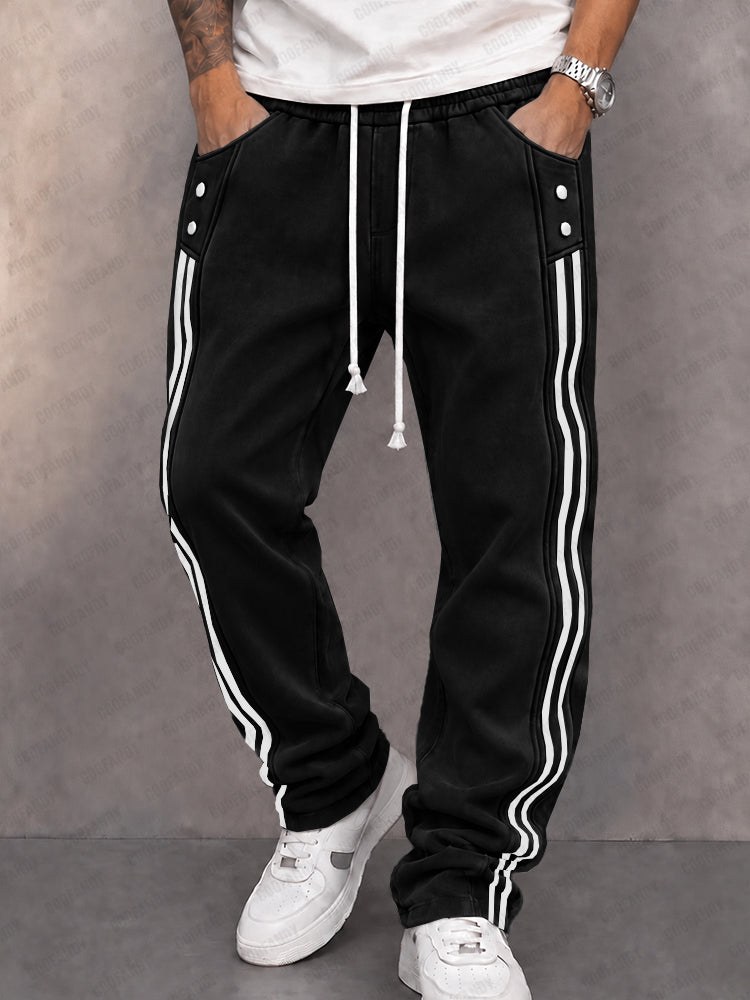 Danley - Casual Faux Suede Side Stripe Jogger Pant