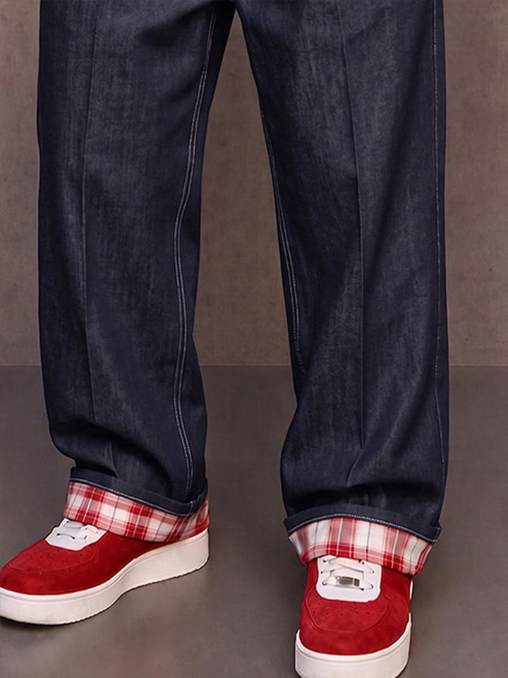 Klymz - Contrast Panel Faux Denim Pants