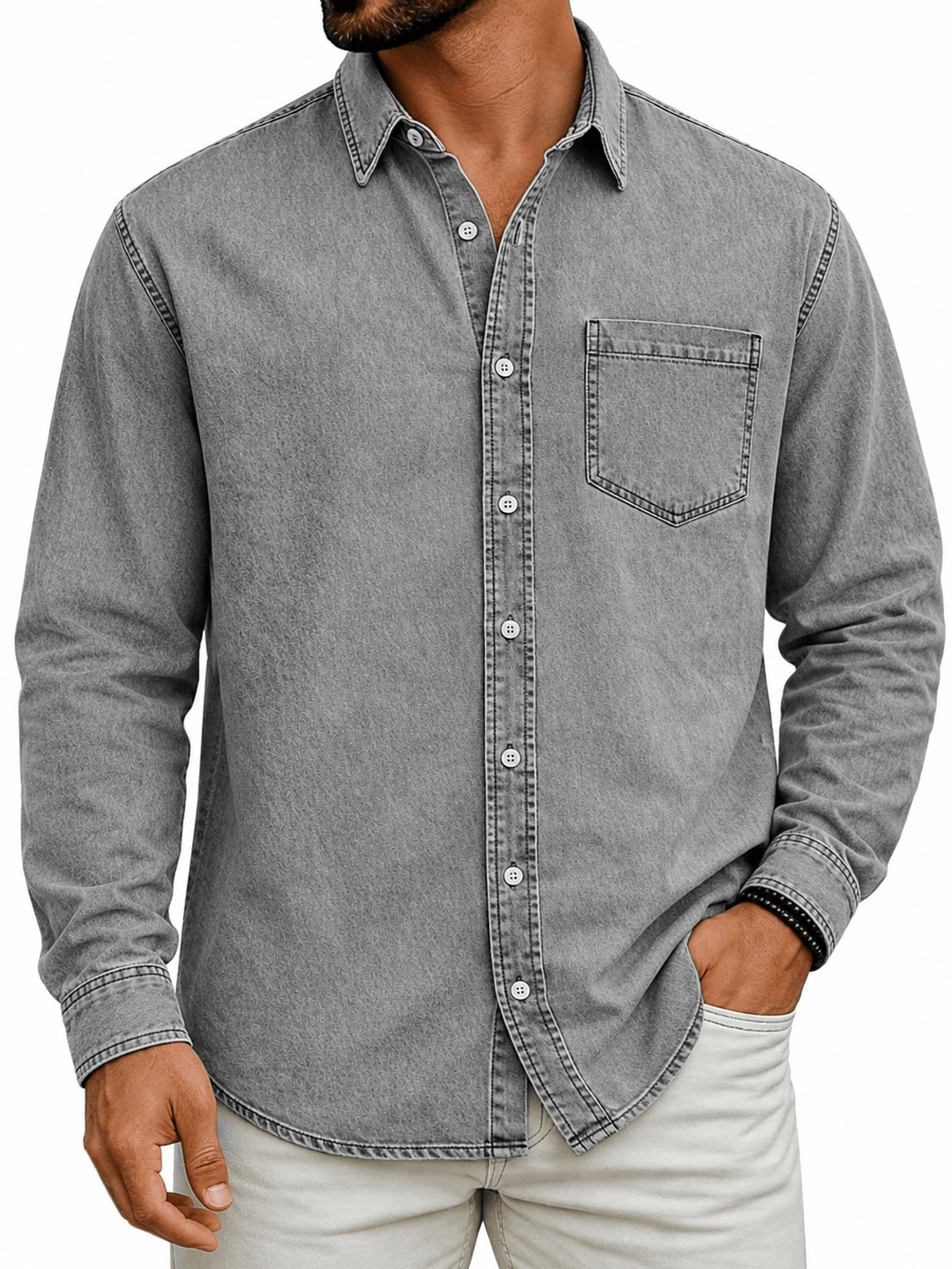Markrem - Denim Shirt With Front Pocket