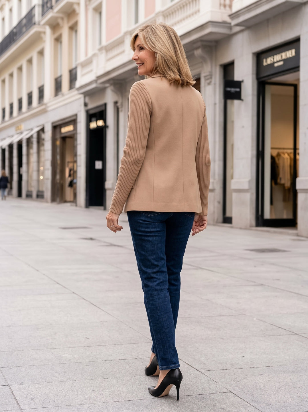 Nahide - Blazer With Ribbed Sleeves and Lapel Collar